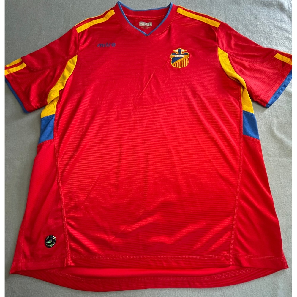 Mitre Spain Soccer Jersey Mens Large Red Yellow Blue España Football Shirt L